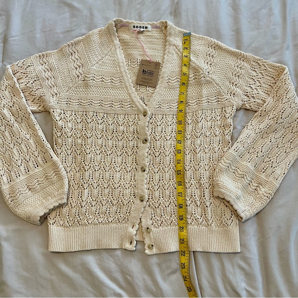 Boden Cream Knit Women's Cardigan Sweater Size S - Picture 3 of 6